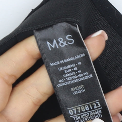 Marks & Spencer Women Black UK 18 Short Straight Tailored Dress Trousers