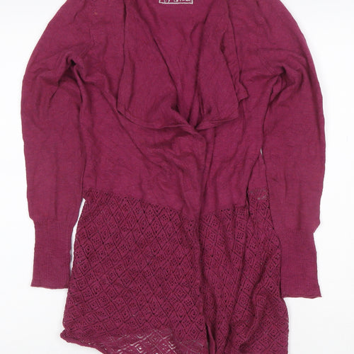 Fat Face Women Purple Open Knit Waterfall Cardigan Size 8 Long Sleeve