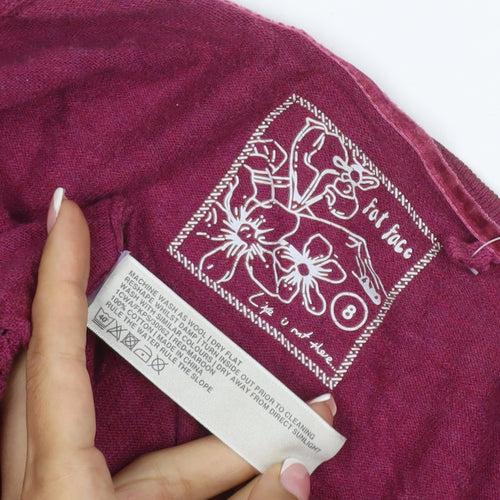 Fat Face Women Purple Open Knit Waterfall Cardigan Size 8 Long Sleeve