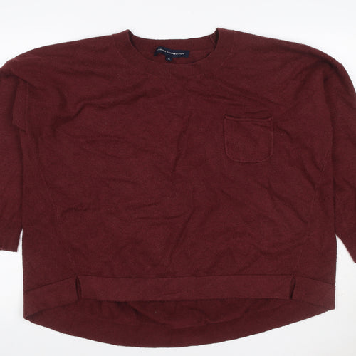 French Connection Women Red XL Crew Neck Pocket Pullover Jumper
