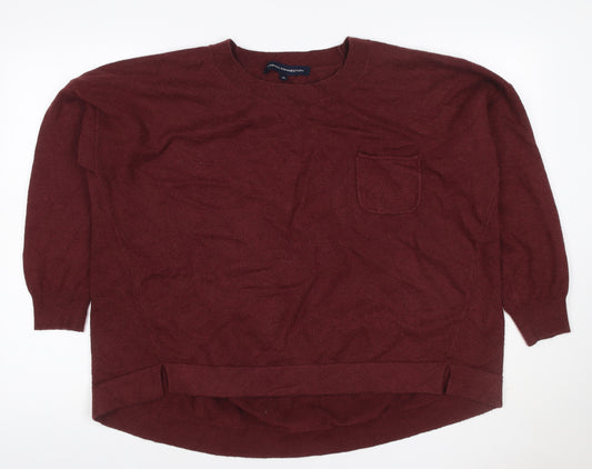 French Connection Women Red XL Crew Neck Pocket Pullover Jumper