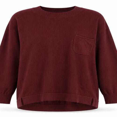 French Connection Women Red XL Crew Neck Pocket Pullover Jumper