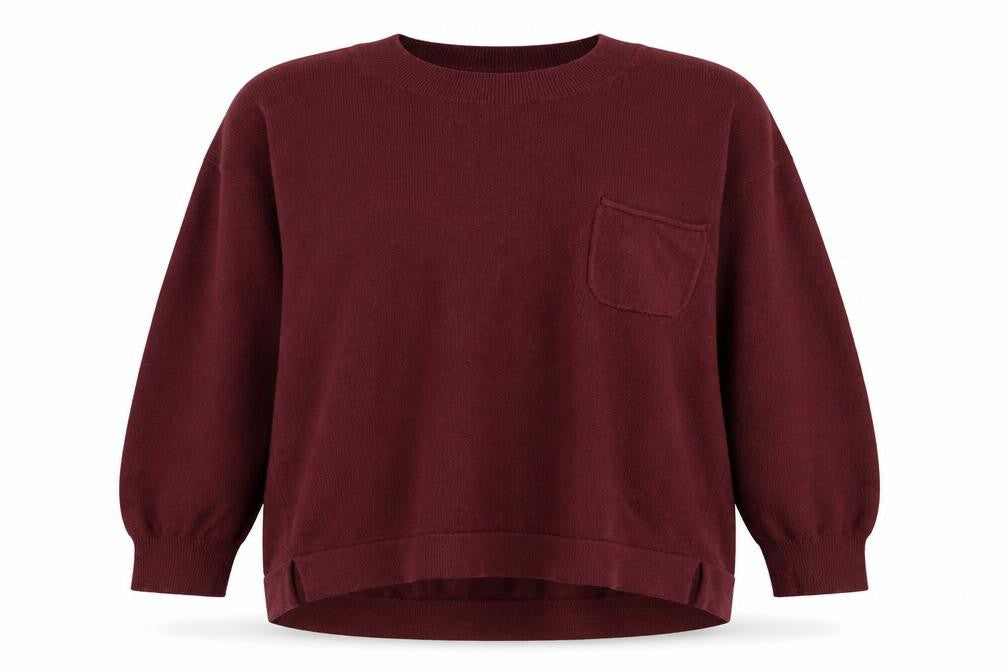 French Connection Women Red XL Crew Neck Pocket Pullover Jumper