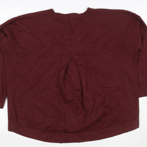 French Connection Women Red XL Crew Neck Pocket Pullover Jumper