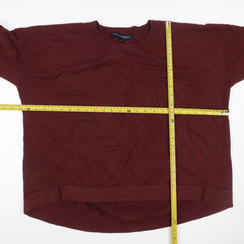 French Connection Women Red XL Crew Neck Pocket Pullover Jumper