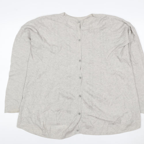 Fat Face Women’s Grey Cable Knit Button Cardigan UK 14