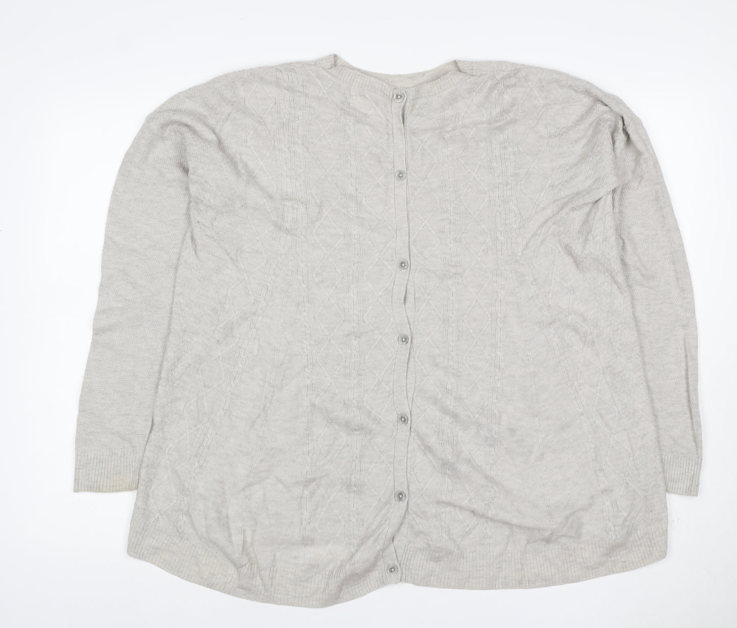 Fat Face Women’s Grey Cable Knit Button Cardigan UK 14