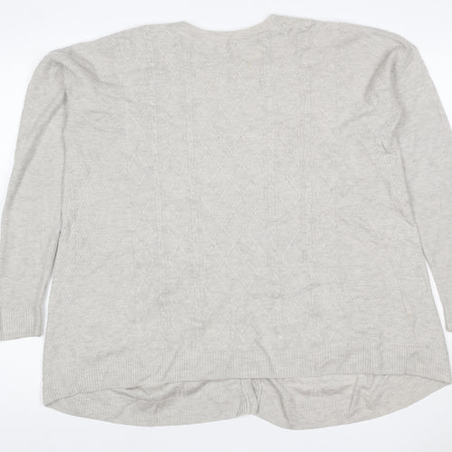 Fat Face Women’s Grey Cable Knit Button Cardigan UK 14