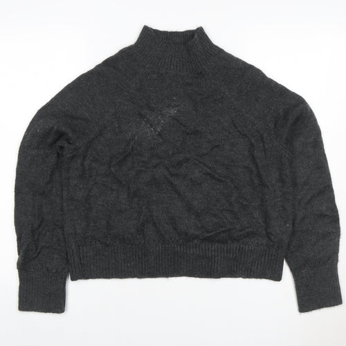 Per Una Women Grey M High Neck Raglan Knit Jumper Wool Blend