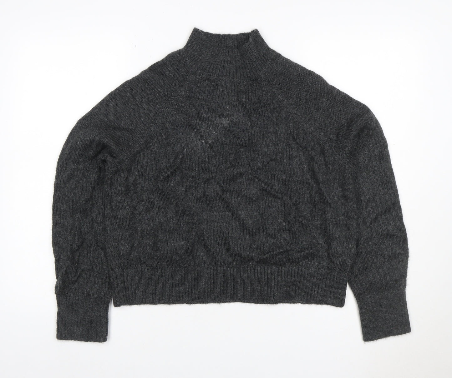 Per Una Women Grey M High Neck Raglan Knit Jumper Wool Blend