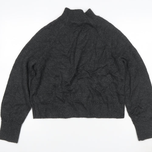 Per Una Women Grey M High Neck Raglan Knit Jumper Wool Blend