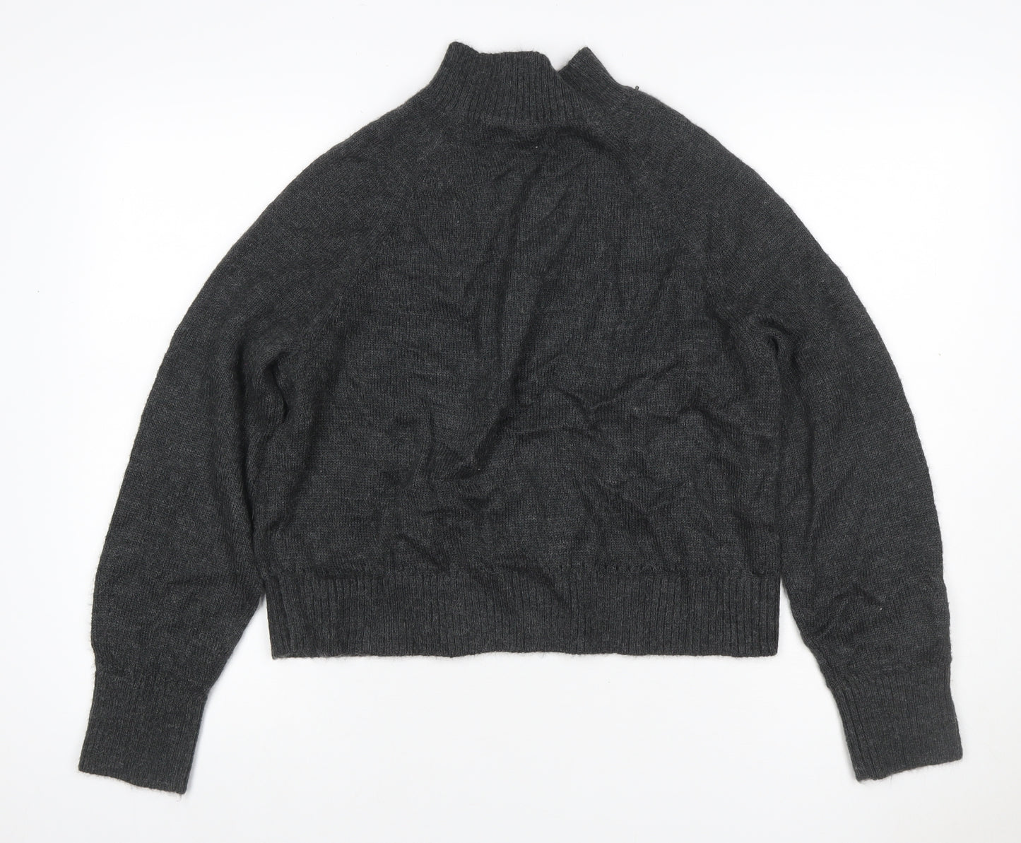 Per Una Women Grey M High Neck Raglan Knit Jumper Wool Blend