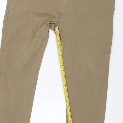 Marks & Spencer Men Beige 38W 29L Slim Ultimate Chino Trousers