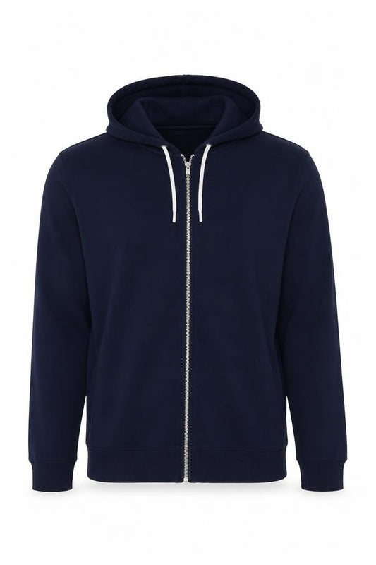 ASOS Men’s Navy Blue L Full Zip Hooded Hoodie Pockets