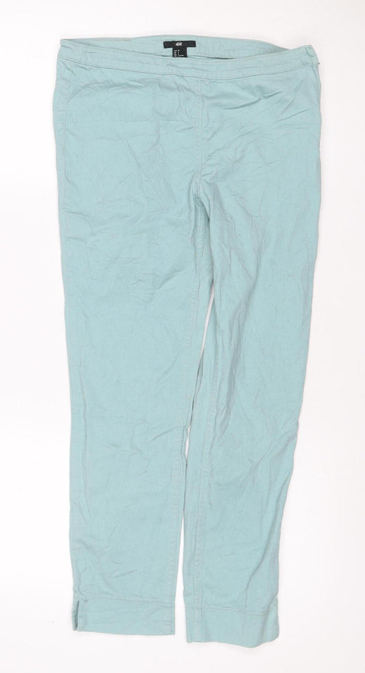 H&M Women Blue UK 10 Straight Leg Cotton Stretch Jeans