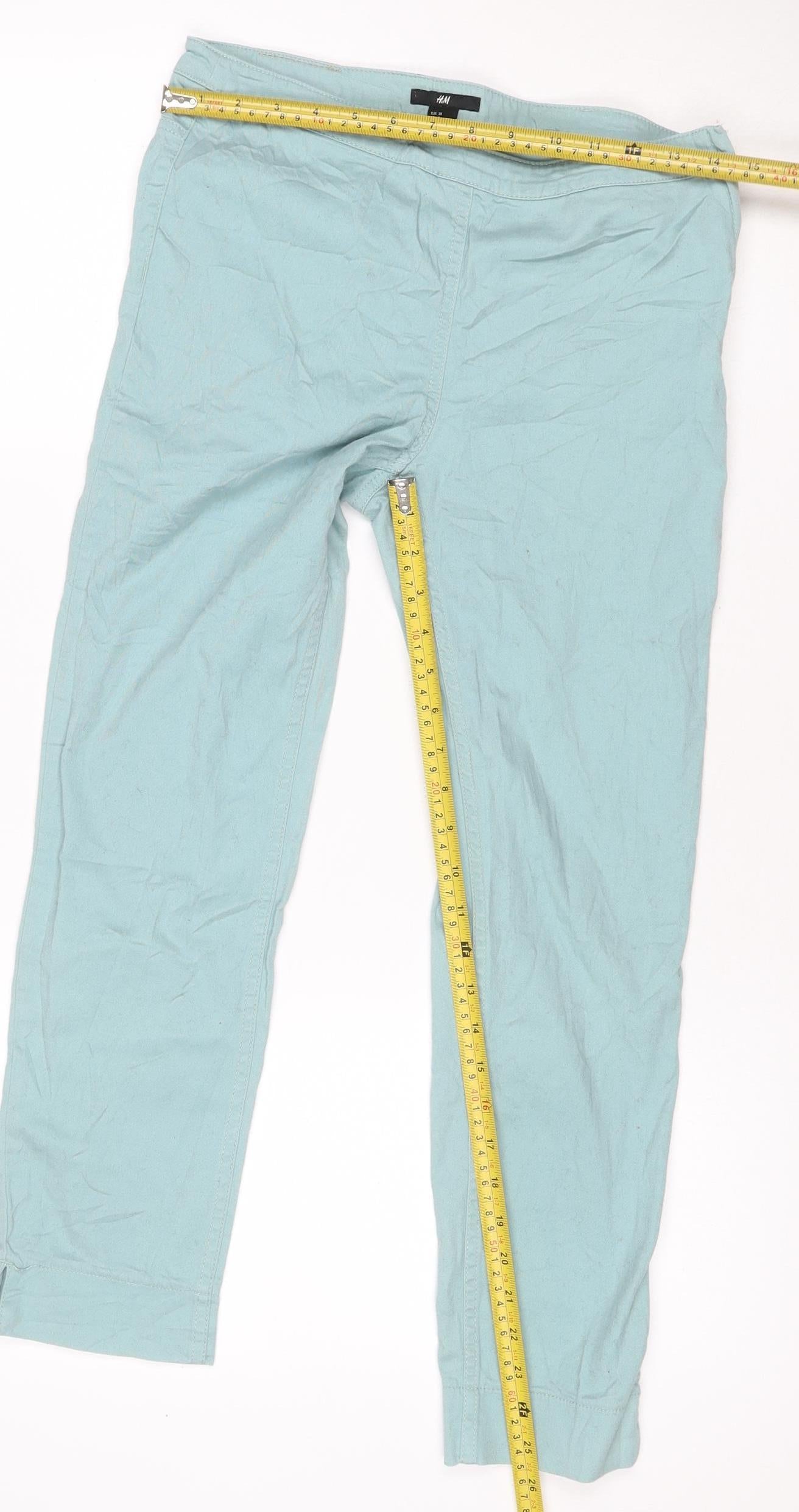 H&M Women Blue UK 10 Straight Leg Cotton Stretch Jeans