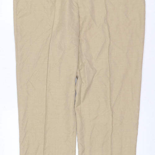 Marks & Spencer Women Beige UK 18 Long Wide Leg Elastic Waist Trousers