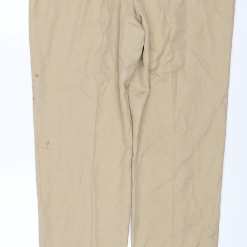 Marks & Spencer Women Beige UK 18 Long Wide Leg Elastic Waist Trousers