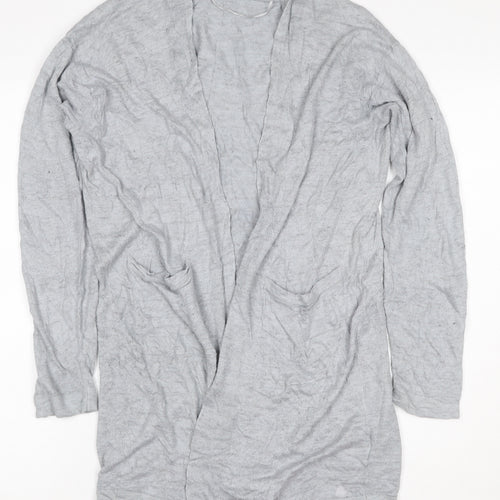 Uniqlo Women Grey Linen Viscose Open Front Cardigan Size M UK 12
