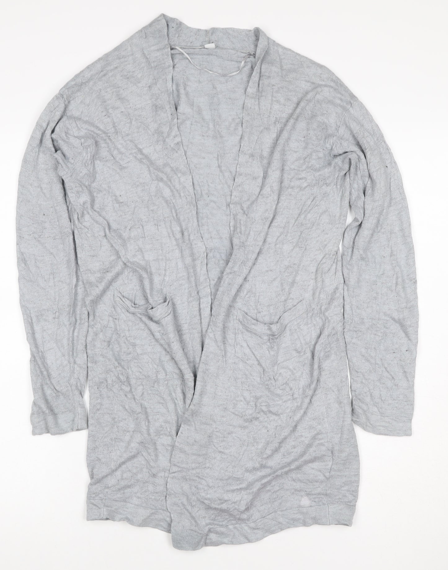 Uniqlo Women Grey Linen Viscose Open Front Cardigan Size M UK 12