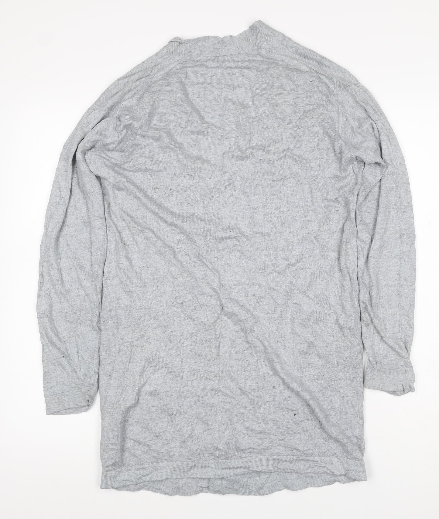 Uniqlo Women Grey Linen Viscose Open Front Cardigan Size M UK 12