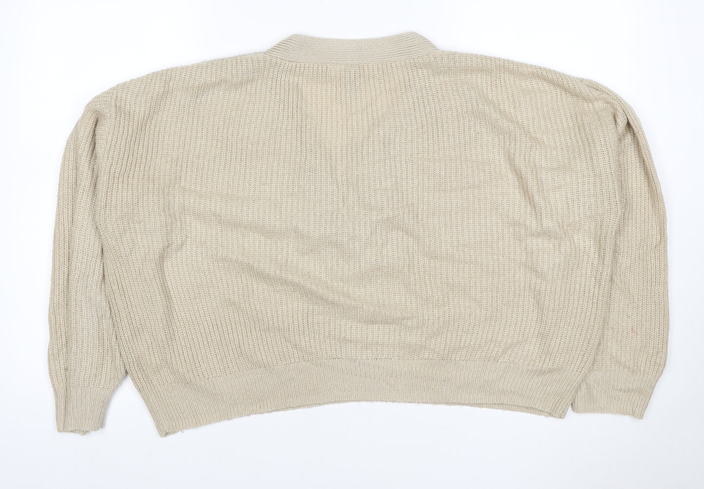 H&M Divided Women’s Beige M Lace-Up V-Neck Mohair Wool Knit Jumper