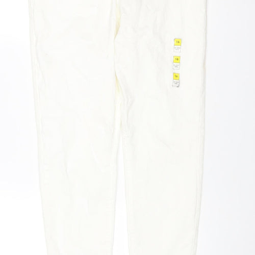 Marks and Spencer Women White Size 16 Stretch Jeggings Slim Fit