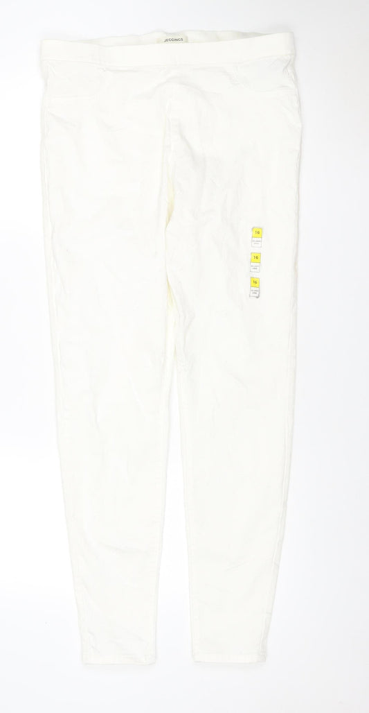 Marks and Spencer Women White Size 16 Stretch Jeggings Slim Fit