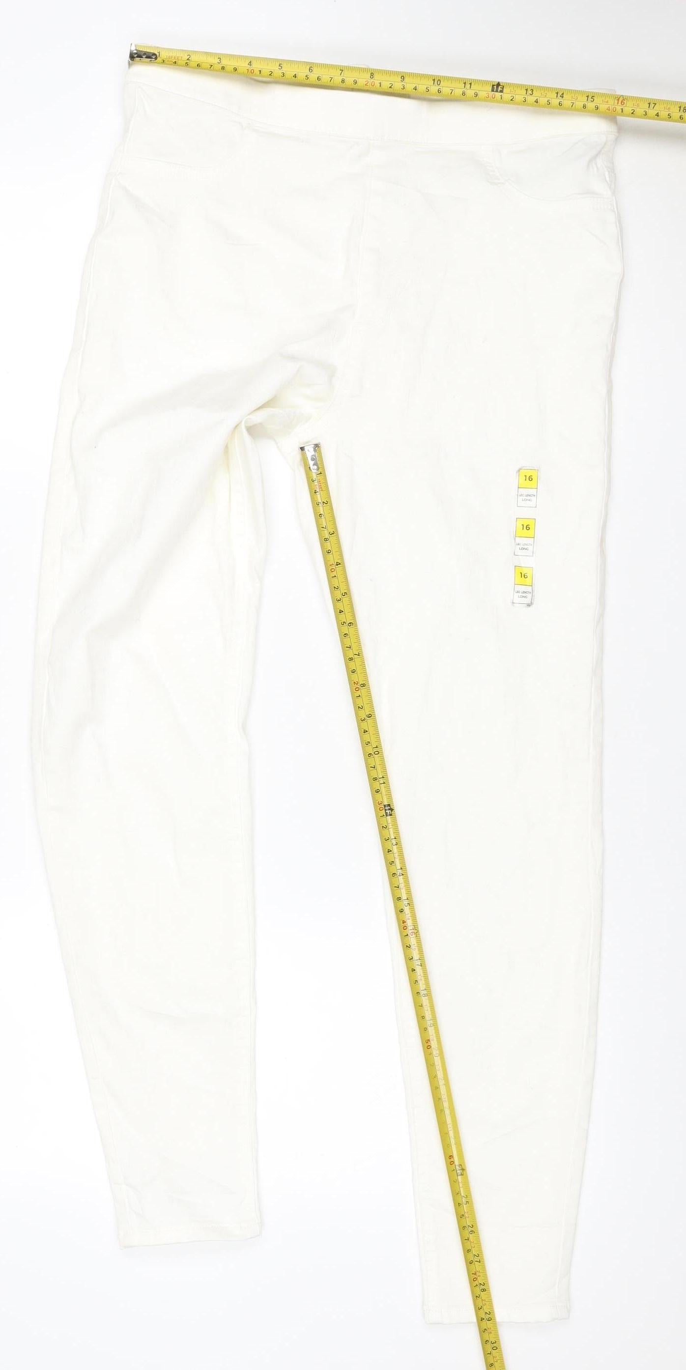Marks and Spencer Women White Size 16 Stretch Jeggings Slim Fit