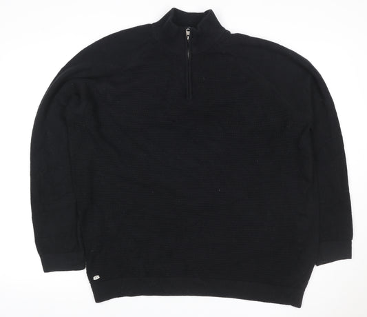 Kensington Eastside Men’s Black XXL 1/4 Zip Waffle Knit Jumper