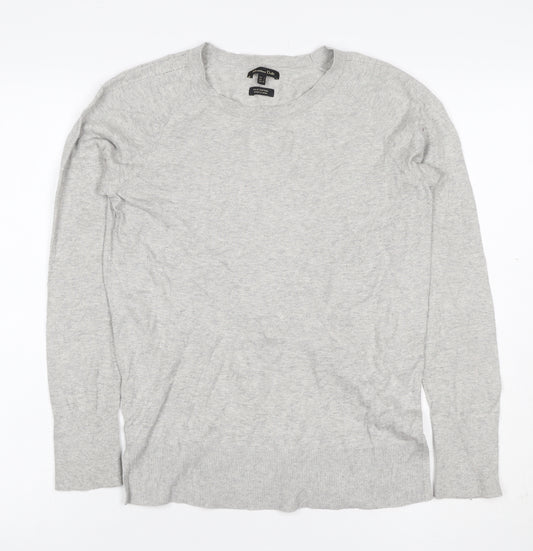 Massimo Dutti Women Grey Silk Cotton Crew Neck Pullover Jumper L