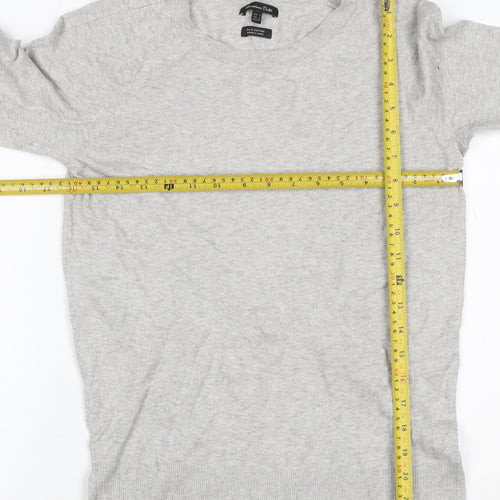 Massimo Dutti Women Grey Silk Cotton Crew Neck Pullover Jumper L