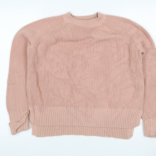 Phase Eight Women Pink M Cotton High Neck Raglan Knit Jumper