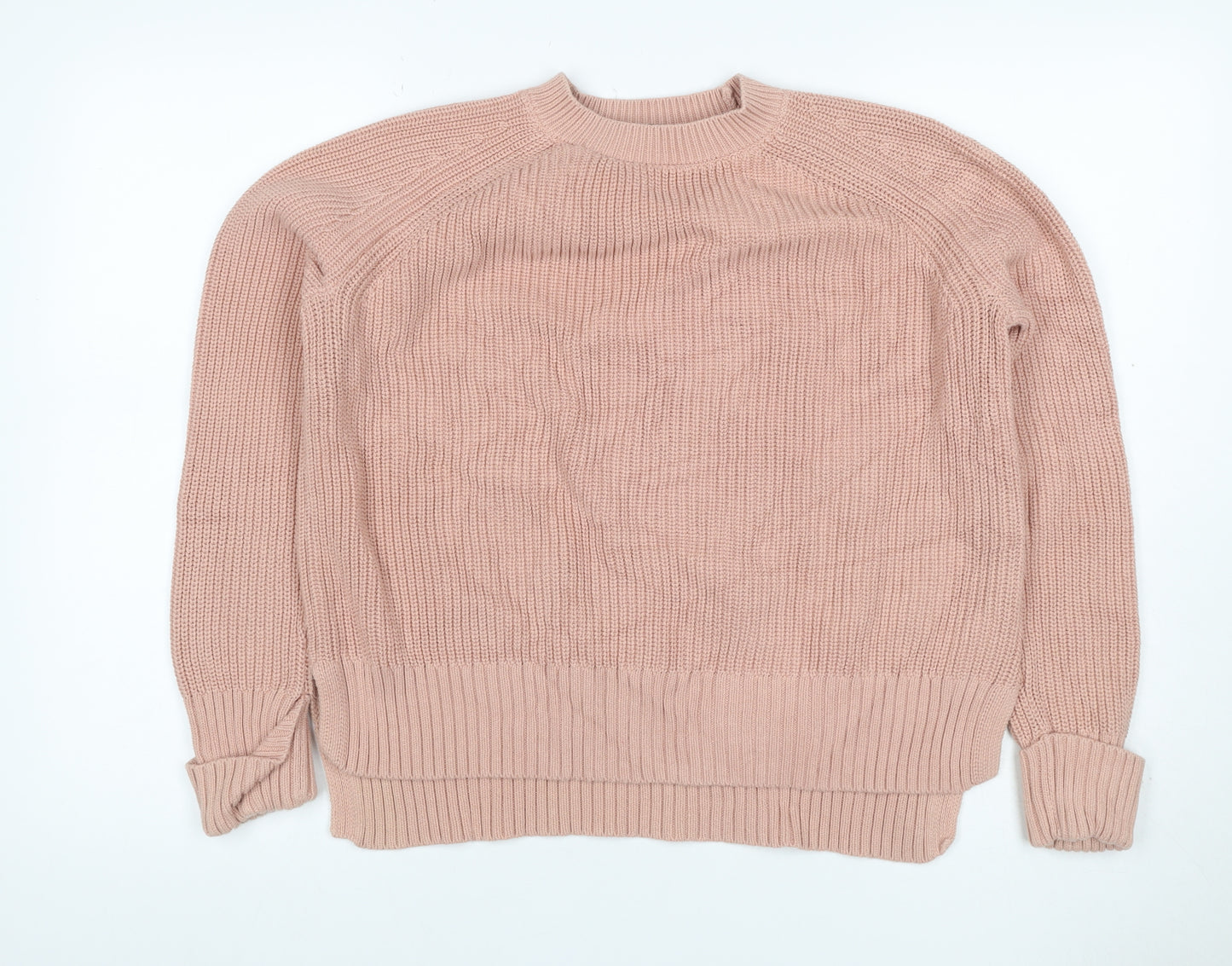 Phase Eight Women Pink M Cotton High Neck Raglan Knit Jumper