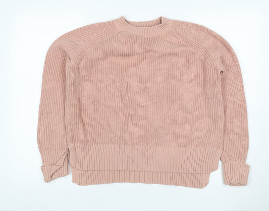 Phase Eight Women Pink M Cotton High Neck Raglan Knit Jumper