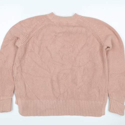 Phase Eight Women Pink M Cotton High Neck Raglan Knit Jumper