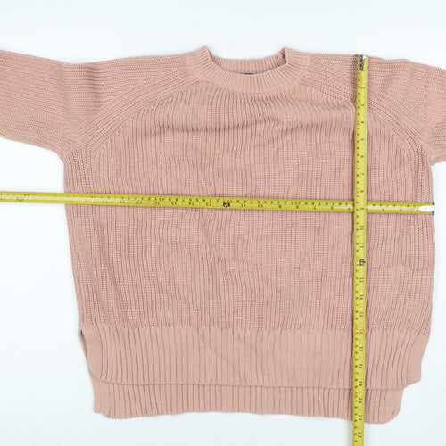 Phase Eight Women Pink M Cotton High Neck Raglan Knit Jumper