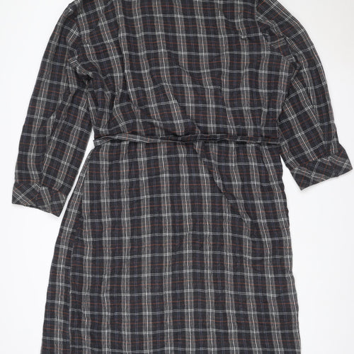 Black Brown Men’s Black Plaid Cotton Flannel Belted One Piece Pyjamas M