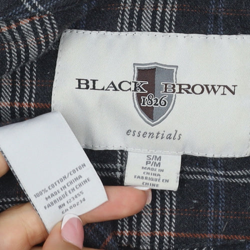 Black Brown Men’s Black Plaid Cotton Flannel Belted One Piece Pyjamas M