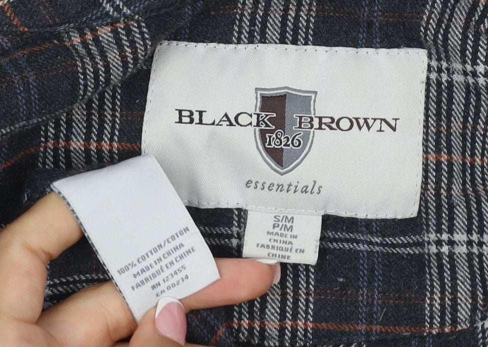 Black Brown Men’s Black Plaid Cotton Flannel Belted One Piece Pyjamas M
