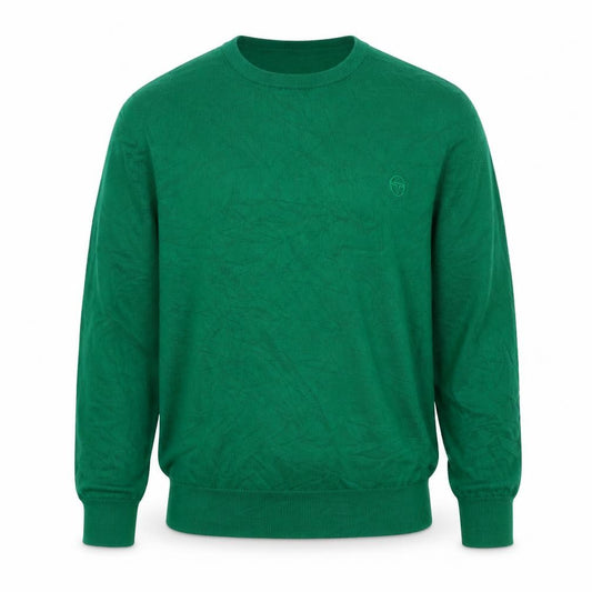 Sergio Tacchini Mens Green 2XL Crew Neck Logo Cotton Pullover Jumper
