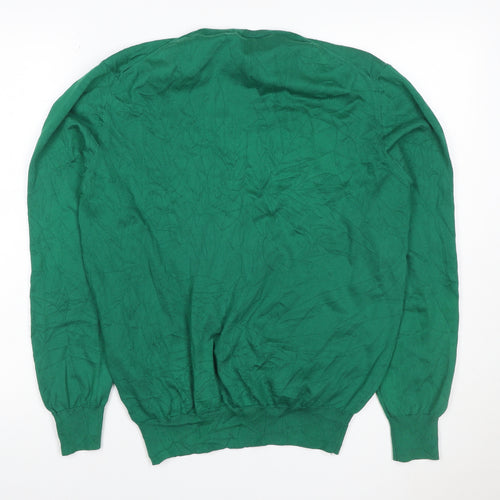 Sergio Tacchini Mens Green 2XL Crew Neck Logo Cotton Pullover Jumper