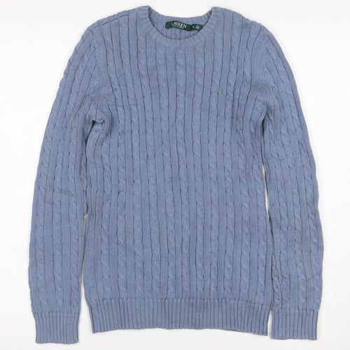 Lauren Ralph Lauren Women Blue S Cable Knit Cotton Crew Neck Jumper