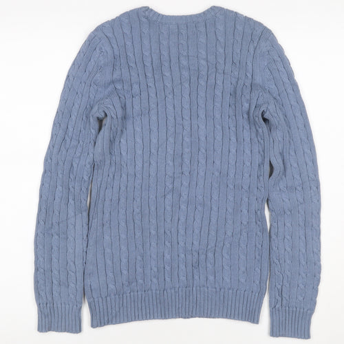 Lauren Ralph Lauren Women Blue S Cable Knit Cotton Crew Neck Jumper