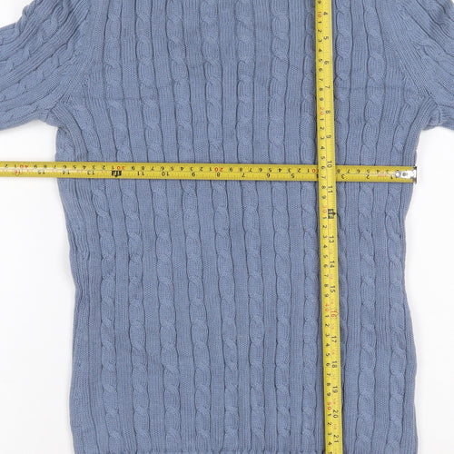 Lauren Ralph Lauren Women Blue S Cable Knit Cotton Crew Neck Jumper