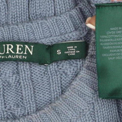 Lauren Ralph Lauren Women Blue S Cable Knit Cotton Crew Neck Jumper