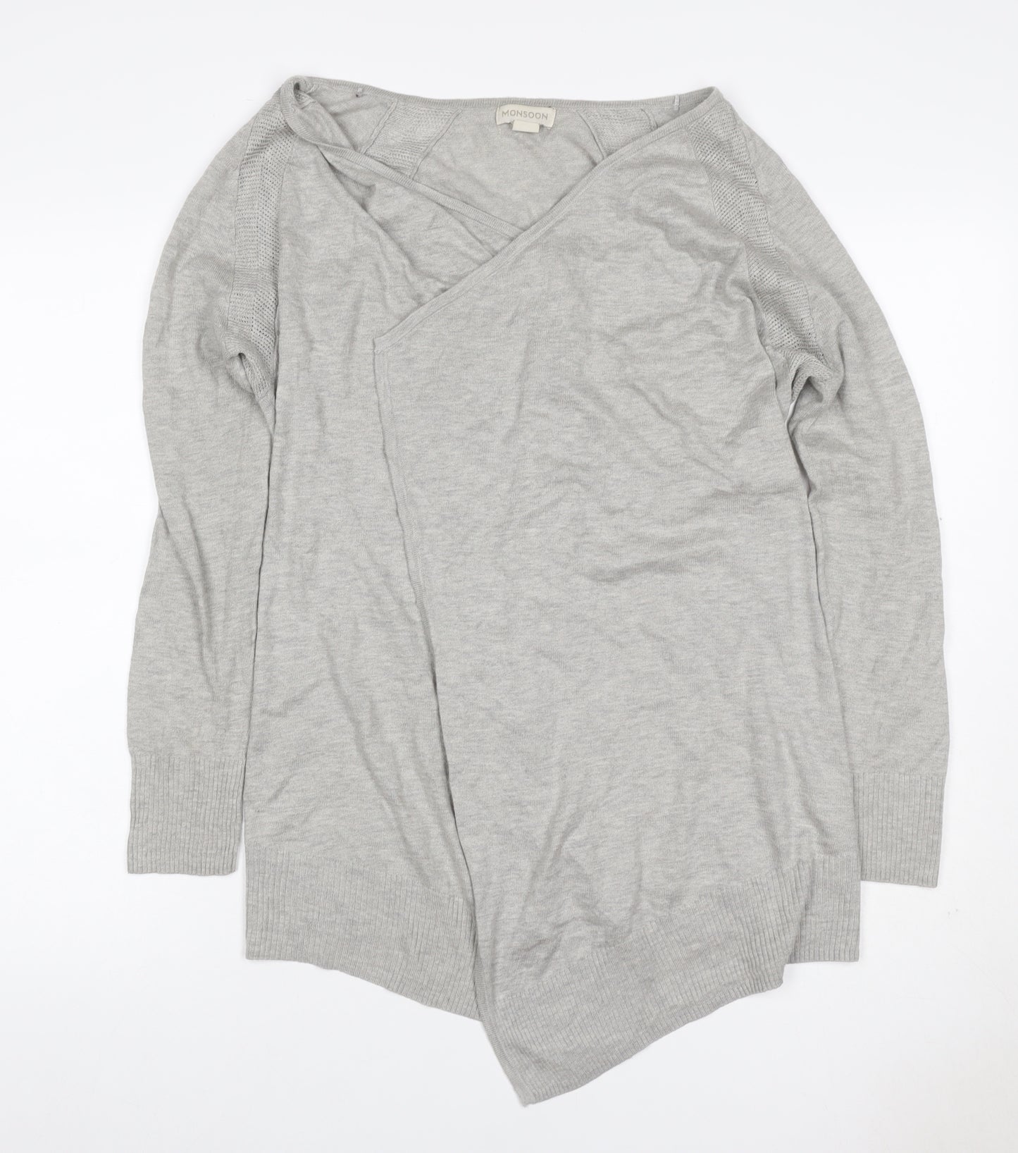 Monsoon Women’s Grey Size 10 Open Wrap Knit Cardigan Long Sleeve