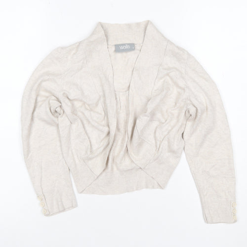 Wallis Women Ivory Open Front Cardigan Size S Cotton Viscose Knit