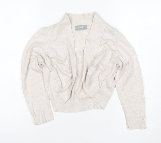 Wallis Women Ivory Open Front Cardigan Size S Cotton Viscose Knit
