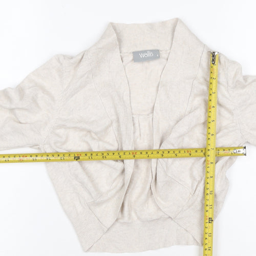 Wallis Women Ivory Open Front Cardigan Size S Cotton Viscose Knit